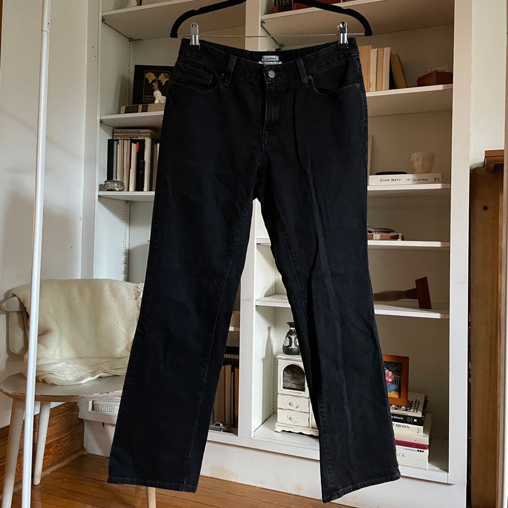 LL Bean Women's Favorite Fit Straight Jeans Black Petite 6